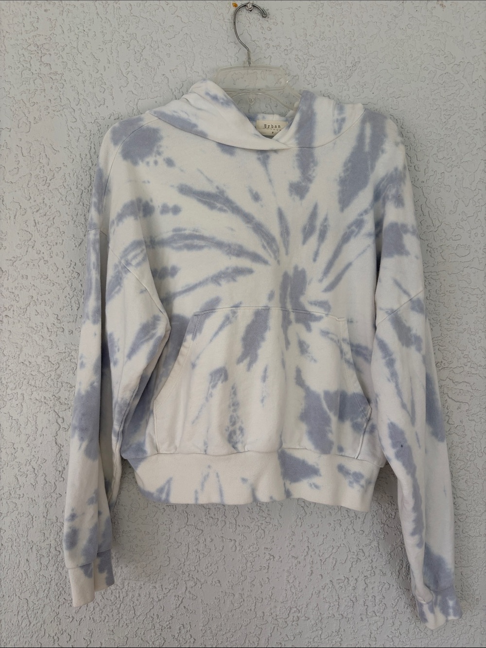 URBAN NATION tie-dye Pullover Hoodie - Light Blue & White size M